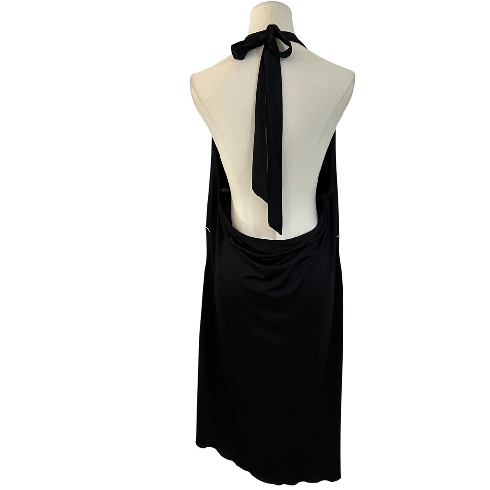 Baby Phat Black Halter Open Back Midi Dress Rhinestone Cat Y2K Plus Size 2X - Picture 4 of 9